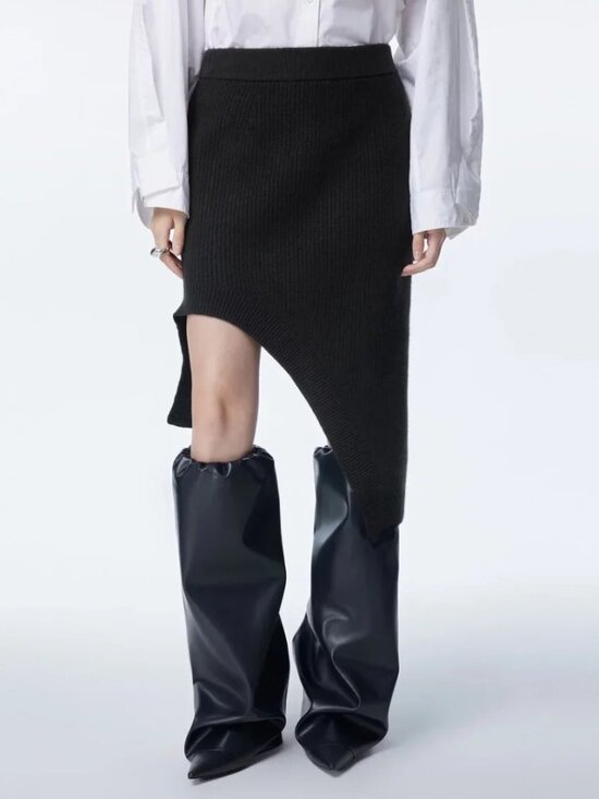 Jnby Dresses & Skirts - JNBY Black Asymmetric Knit Skirt – XS, New with Tags